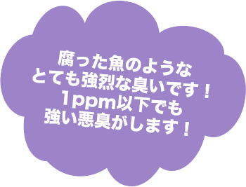 腐った魚のような強烈な臭いです！1ppm以下でも強い悪臭がします！